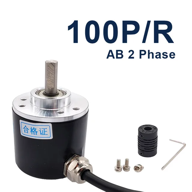 E38S6G5-B-100B G24N Rotary Incremental Encoder AB 2 Phase connection 100 P/R 5-24V Solid Shaft DC Open collector output NPN